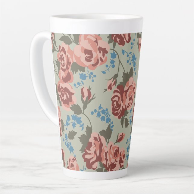 Caneca De Café Latte Rosas & Campainhas (Ângulo esquerdo)