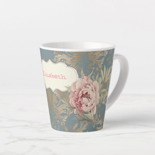 Caneca De Café Latte Rosas de máscara Dourada Elegante Chic (Ângulo direito)