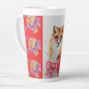 Caneca De Café Latte Rosas De Raposa Vermelha Cúbica Latte