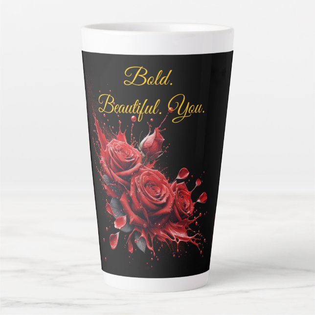 Caneca De Café Latte Rosas em Bloom - Aniversário Elegante (Frente)