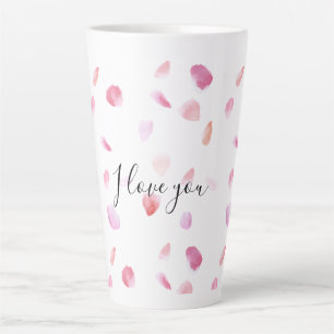 Caneca De Café Latte Rosas Pétalas Florais Rosa Bege Romântico