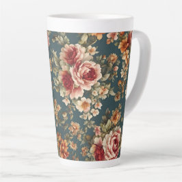 Caneca De Café Latte Rosas românticas refinados e flores lindas