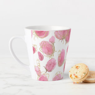 Caneca De Café Latte Rosas rosadas