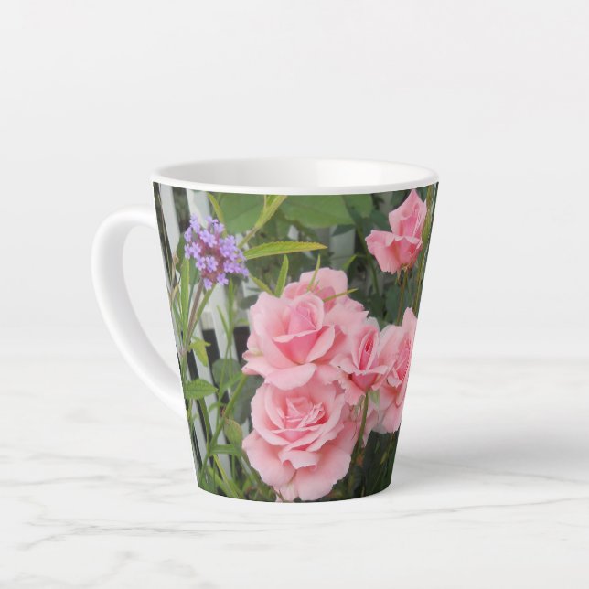 Caneca De Café Latte Rosas Rosas (Ângulo esquerdo)