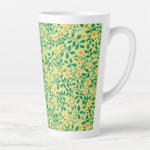 Caneca De Café Latte Rosas selvagens em amarelo e verde