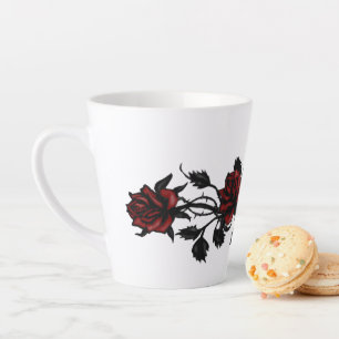 Caneca De Café Latte rosas vermelhas