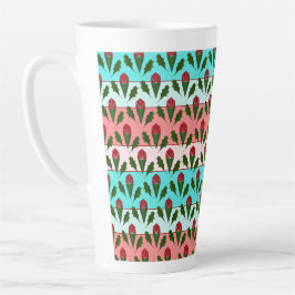 Caneca De Café Latte Rosas vermelhas e folhas de abstrato Floral, faixa