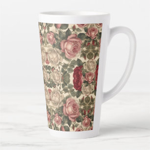 Caneca De Café Latte Rosas Vintage Padrões Estilo Vitoriano