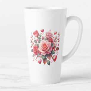 Caneca De Café Latte Rose Bouquet Floral Design- 62103