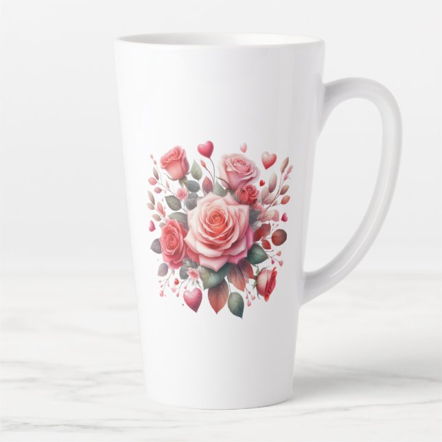 Caneca De Café Latte Rose Bouquet Floral Design- 62103 (Direita)