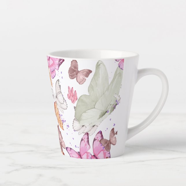 Caneca De Café Latte rose gold butterfly (Direita)