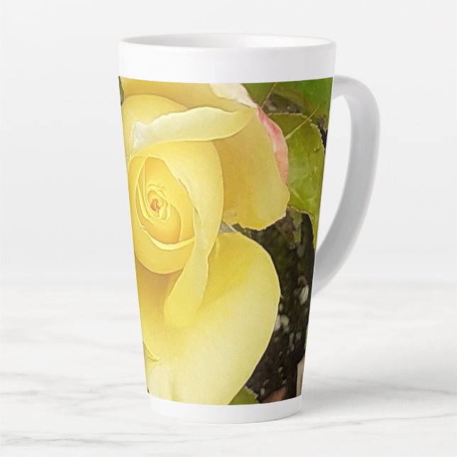 Caneca De Café Latte Rosebud Amarela (Ângulo direito)
