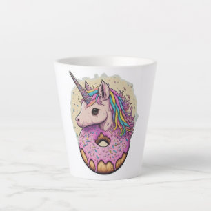 Caneca De Café Latte Rosquinha de Unicorn