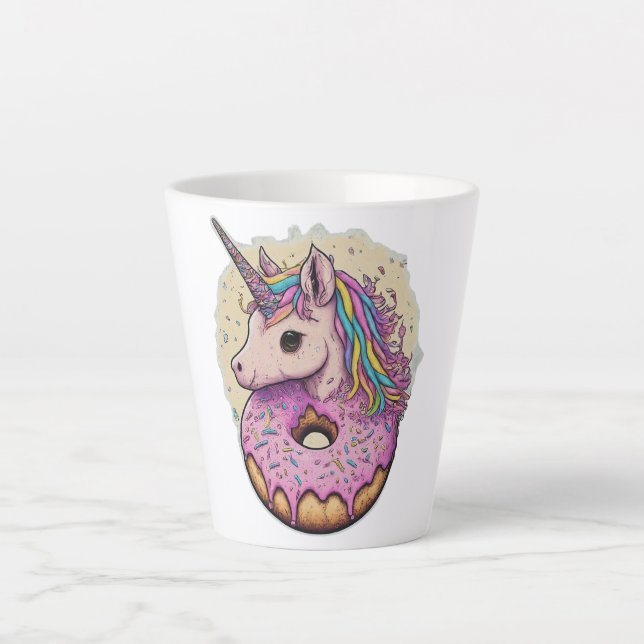 Caneca De Café Latte Rosquinha de Unicorn (Frente)