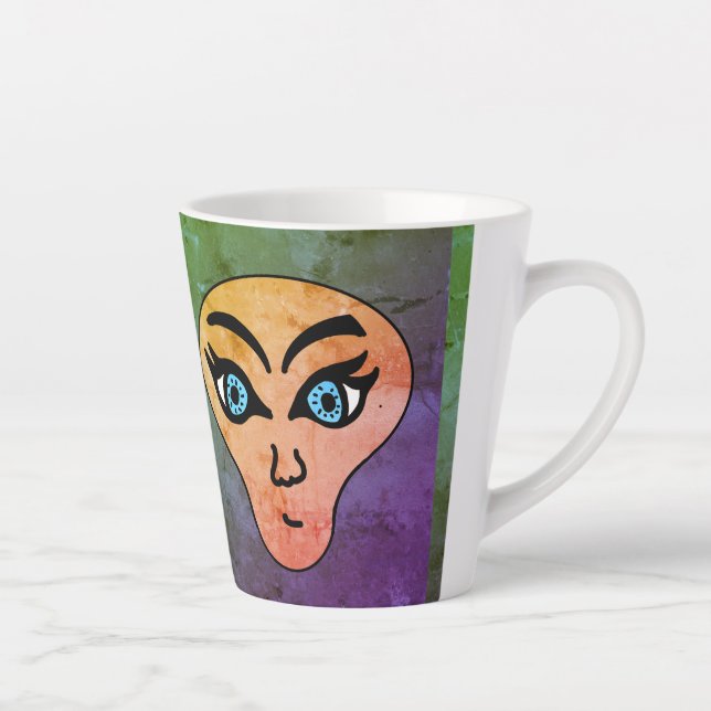 Caneca De Café Latte rosto alienígena (Direita)