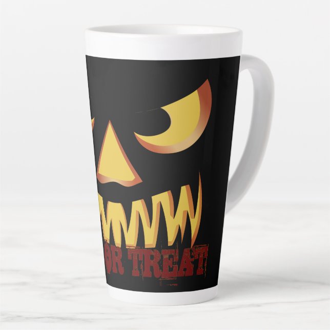 Caneca De Café Latte Rosto de Abóbora 2 (Ângulo direito)