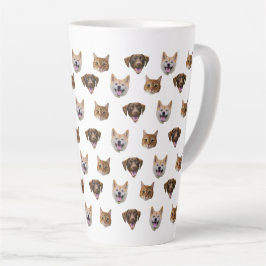 Caneca De Café Latte Rosto de Cachorro Personalizado, Gato de Cachorro,