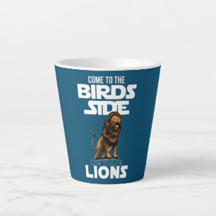 Caneca De Café Latte Rosto de leão, leões engraçados, aves, lado temos
