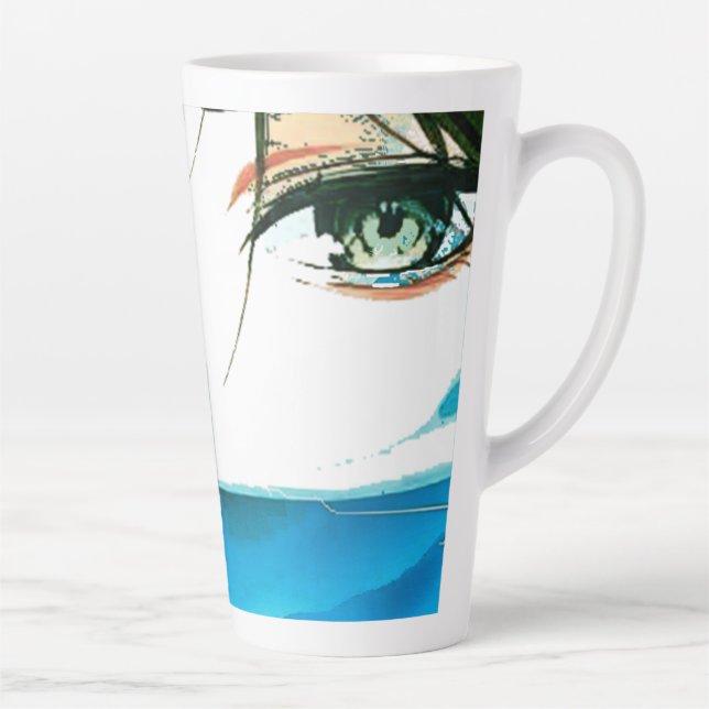 Caneca De Café Latte rosto de mulheres abstratas (Direita)
