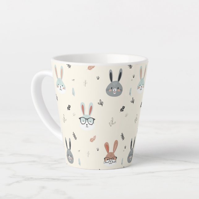 Caneca De Café Latte Rostos de animação bonitos (Ângulo esquerdo)