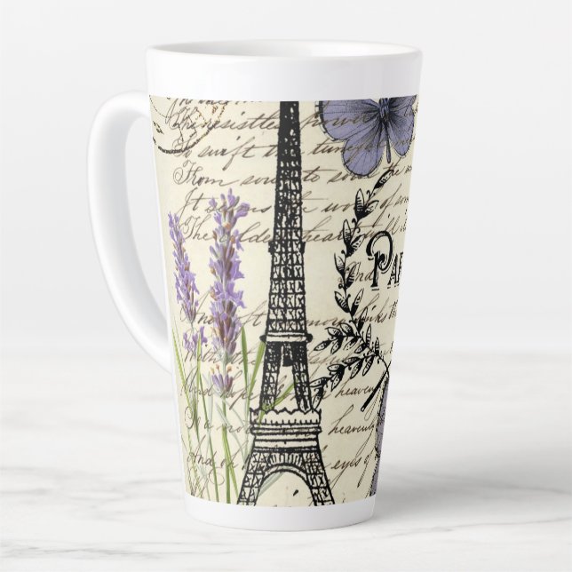 Caneca De Café Latte roteiros russos do país paris eiffel torre (Ângulo esquerdo)