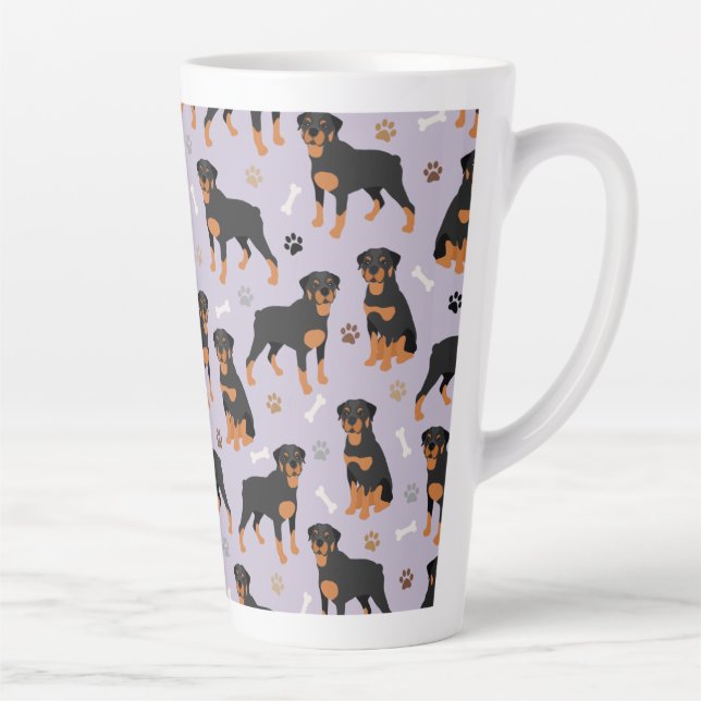 Caneca De Café Latte Rottweiler Cães Ossos e Patas Latino (Direita)