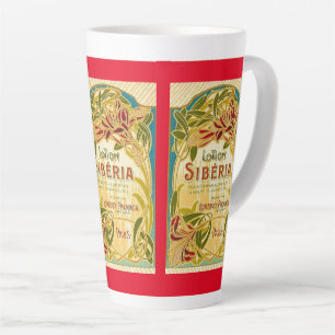 Caneca De Café Latte Rótulo de anúncio de beleza floral Art nouveau