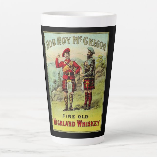 Caneca De Café Latte Rótulo de uísque escocês das Terras Altas (Frente)