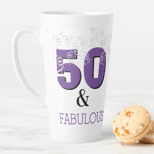 Caneca De Café Latte Roxo 50 Fabuloso  Feliz 50.o presente de aniversá