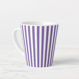 Caneca De Café Latte Roxo Clássico e Listras Verticais Brancas