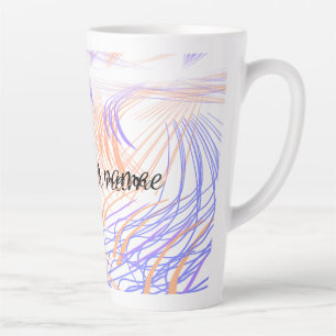 Caneca De Café Latte Roxo laranja aquarela abstrato adicionar nome text