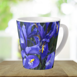 Caneca De Café Latte Roxo Reticulado Irrita Floral