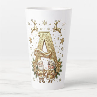 Caneca De Café Latte Royal Gold Letter A Luxury Unisex Latte Mug