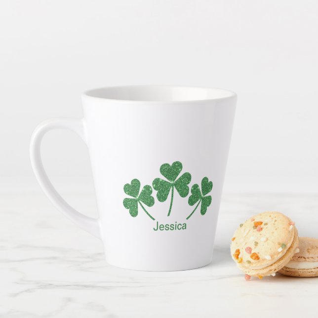 Caneca De Café Latte Rua. Dia de Patrick, Shamrock Verde Vine Irish Par (In Situ)