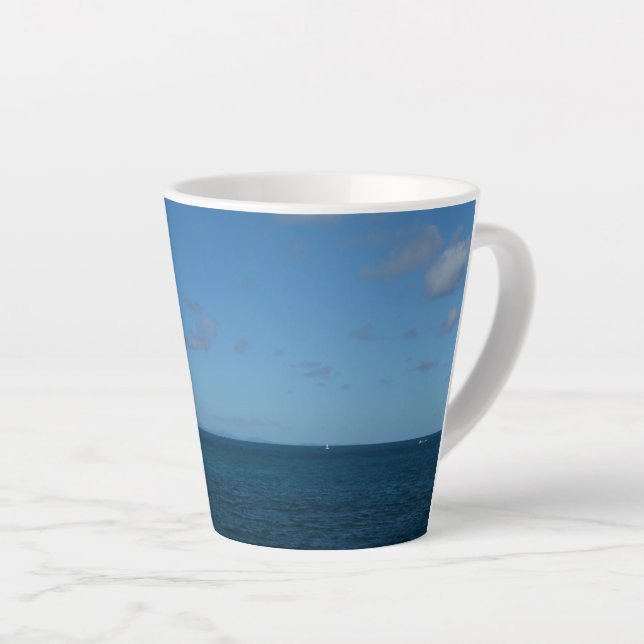 Caneca De Café Latte Rua. Lucia Horizon Blue Ocean (Ângulo direito)