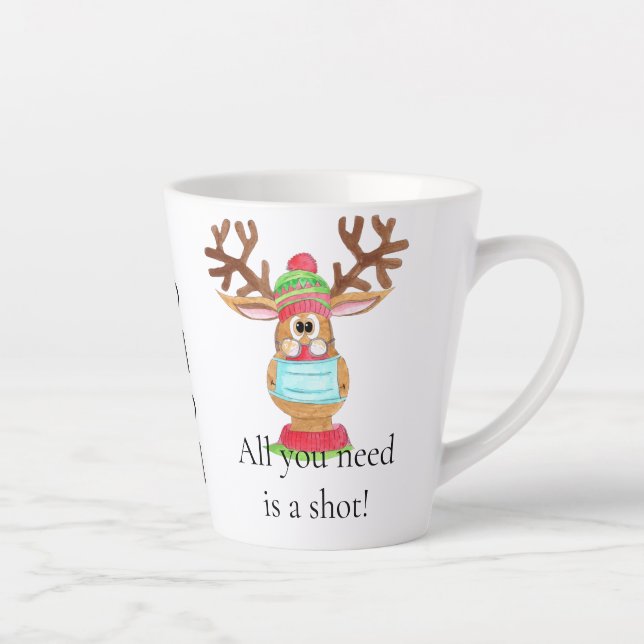 Caneca De Café Latte Rudolph, a Reindeer Mascarada (Direita)