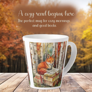 Caneca De Café Latte Russo Vintage Fox Books Woodland outono