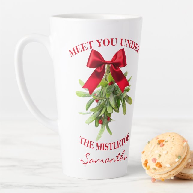 Caneca De Café Latte Rustic Country Western Mistletoe Large Mug (In Situ)