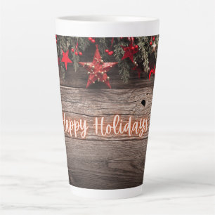 Caneca De Café Latte Rustic Neon Happy Holidays
