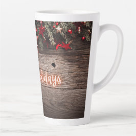 Caneca De Café Latte Rustic Neon Happy Holidays