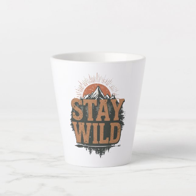 Caneca De Café Latte Rustic Stay Wild Hiking Graphic (Frente)