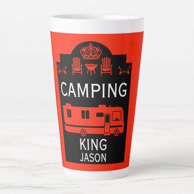 Caneca De Café Latte RV Camping King EUA (Frente)