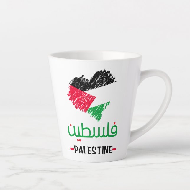 Caneca De Café Latte Saco de tote cardíaco da Palestina (Direita)