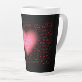 Caneca De Café Latte Saco eletrônico de Namorados de Coração Rosa
