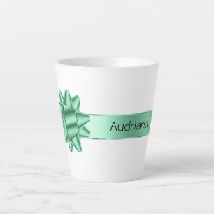 Caneca De Café Latte Sage Green Ribbon Arco Natal