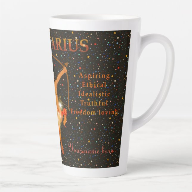 Caneca De Café Latte Sagittarius zodiac moderno personalizado (Direita)