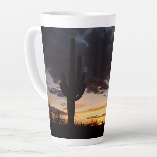 Caneca De Café Latte Saguaro Sunset III Arizona Desert Landscape (Ângulo esquerdo)