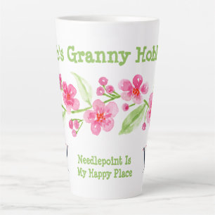 Caneca De Café Latte Sakura Pintada à Mão Avó Ponto Cruz