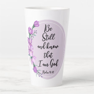 Caneca De Café Latte Salm 46:10 Esteja quieto e conheça os florins roxo