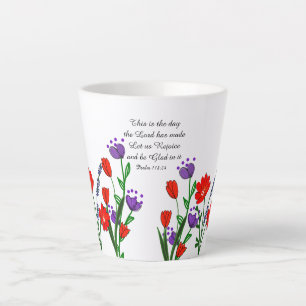 Caneca De Café Latte Salmo 118:24 Verso Religioso Cristão Floral